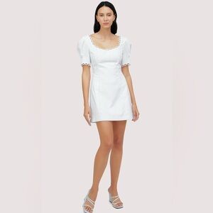 Lost + Wander White Puff Sleeve Mini Dress